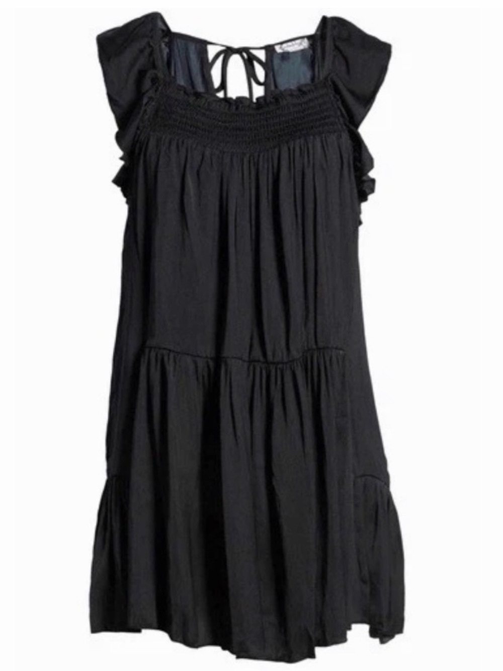 FREE PEOPLE Want Your Love Mini Dress Black Ruffle Boho Babydoll Size XS NWT - Picture 4 of 16
